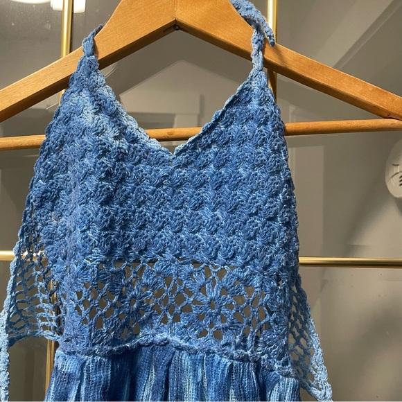 Blue Crochet Kids Casual Dress - Picture 3 of 8
